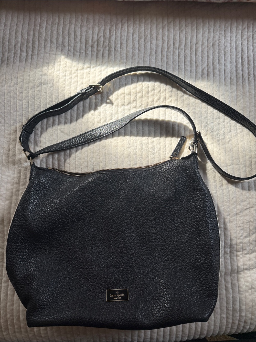 kate spade Black Pebbled Leather Hobo Crossbody Bag
